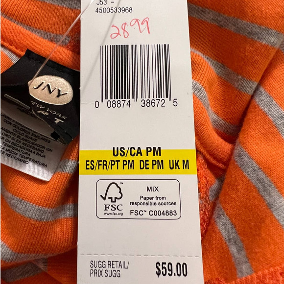 New Jones New York Sport Hoodie in Orange and Gray Stripes Size Medium Petite - Picture 6 of 6